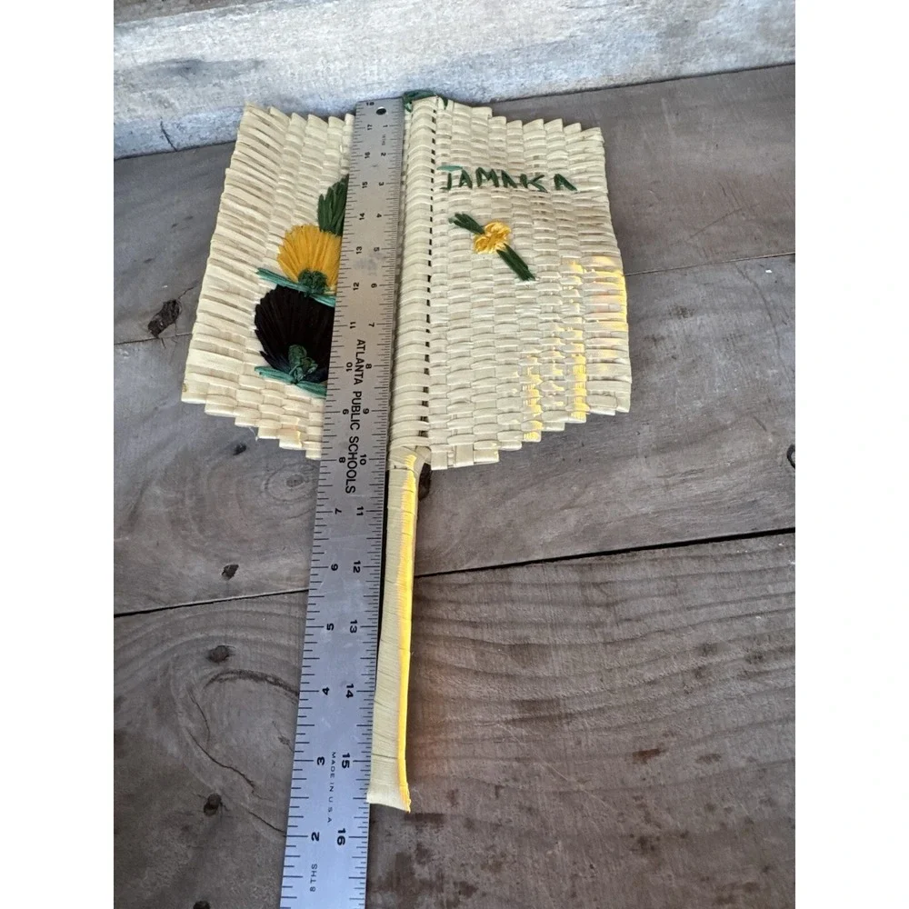 Old‎ Time Jamaican Hand Fan Souvenir Hand-made Straw Jamaican Decor